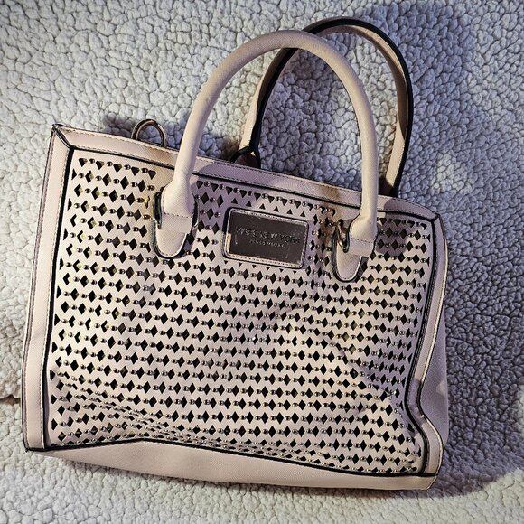 Marc New York by Andrew Marc Beige Satchel – Perforated Design, Logo Plate - Picture 1 of 9